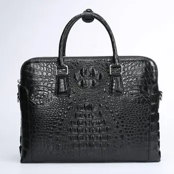100% естествена крокодилска кожа кожен портфейл мъжки чанти за лаптоп мъжка бизнес чанта черен кафяв с подплата от телешка кожа