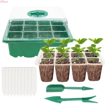 12 дупки на Детски Гърне С Регулируема Вентилационна Капак Кутия За Засаждане на Семена Тава За Засаждане на Градински Семена Тава За засаждане на Растения