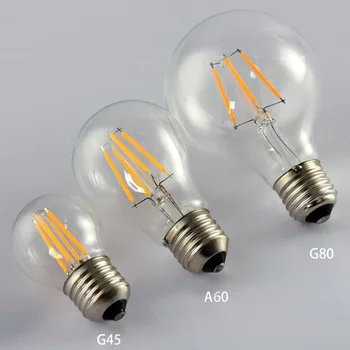 2 бр. Светодиодна Лампа с нажежаема Жичка G45A60G80G95 крушка 4 Вата 6 W led лампа с нажежаема жичка E27 прозрачно стъкло лампа за вътрешно осветление Лампа AC220V Едисон