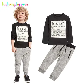 babzapleume/ Пролет-есен Облекло за малки момчета, Ежедневни тениска + Панталони, Комплект детски облекла За детски Костюми, Спортно облекло, 2 бр. BC1408