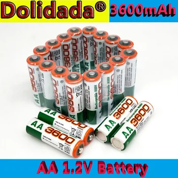 Dolidada 100% нова батерия тип АА, батерия с капацитет 3600 mah, 1.2, Ni-MH AA, подходящ за часа, мишки, компютри