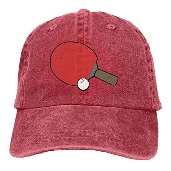 Flyjbs Дамски Мъжки Регулируема бейзболна шапка, бейзболна шапка От плат Деним за Тенис на маса, Однотонная Шапка