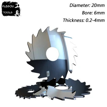 Fresa от вольфрамовой са станали 20 мм, 20x6 мм, дискови TCT триони, режещи алуминий, мед, метал, PDF. Дебелина 0,2-4 мм