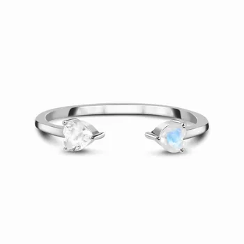 ins Япония и Южна Корея S925 сребро двойна любов отворен пръстен женски нишевый дизайн прости леки луксозни и изискани бижута