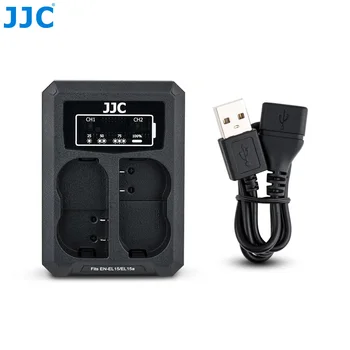 JJC USB Двойна Батерия Зарядно Устройство за Nikon EN-EL15 EN-EL15a EN-EL15b Батерия на Фотоапарат Z7 Z6 D850 D810A D810 D800 Заменя MH-25A