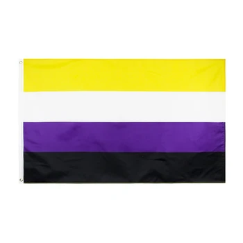 johnin 90x150 см NB Pride Genderqueer GQ Полова идентичност НЕБИНАРНЫЙ Небинарный флаг