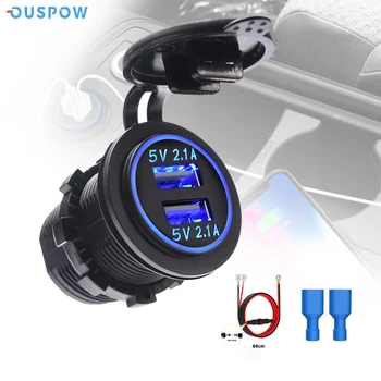 Ouspow Автомобилни Запалки с Двойно USB Зарядно Устройство, Водоустойчив захранващ Адаптер 4.2 A, Бързо Зареждане за Автомобили, Лодки, Морски RV