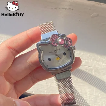 Sanrio Hello Kitty Часовник Метална Каишка За Часовник Y2k Карикатура Аниме Герой Кварцов Механизъм, Електронни Часовници, Подаръци За Рожден Ден, Деца, Двойка