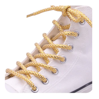 Weiou Черни/златни Въжени Ремък ~ Ремък за маратонки ~ Ремък за маршируване обувки от полиестер с метална пряжей, Ежедневни Спортни Обувките са Нестандартни дължини