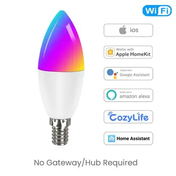 WiFi Умна RGB Крушка Свещ Led Лампа 5 W E14 с регулируема яркост CW RGB Лампа Работи С Siri Алекса Google Home Cozylife Homekit