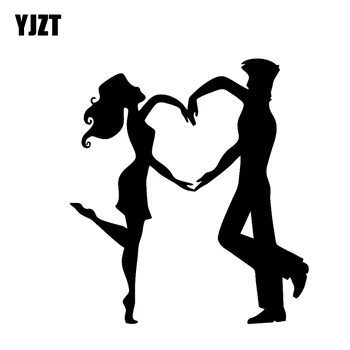 YJZT 12,2 см * 13,5 CM Сърцето си за Любовта на Двойката Заедно на Мъже, Жени Целувка на Колата Стикер Декор Vinyl Стикер Черен/Сребрист C3-0279