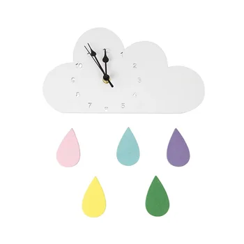 Дървени Стенни Часовници за Домашен интериор, 3D Големи Цифров Часовник във формата на Капки Дъжд, Големи Часовници за Всекидневна, Детска Украса за Спални