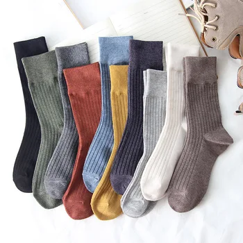 Ежедневни Есенно-зимни Дамски Чорапи В Корейски стил, Обикновена Памучни Чорапи, Мека Средната Тръба, Смешни Чорапи, Японски Модни Дълги Чорапи