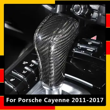 За Porsche Cayenne 2011-2017 Истинска Автомобилна Централна Конзола От Карбон Дръжка На Скоростния Капак Тапицерия Стайлинг Аксесоари За Автомобили