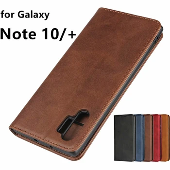 Кожен калъф За Samsung Galaxy Note 10 Note10 Plus 5G Флип калъф държач за карти Кобур Калъф с магнитно притегателен за Носене Чантата за Носене