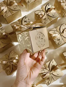 Кутии за Бонбони 7x7x7 см Кутии за Сватбени Подаръци, Шоколадови Кутии Подарък с Панделка за Сватба от Сватбена Детски Душ, за да проверите за Рожден Ден