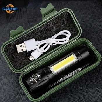 Мини LED Фенерче Акумулаторна Фенерче Преносим USB кабел за зареждане Фенерче Висока Мощност Банка за Къмпинг Непромокаеми Светлини С Калъф