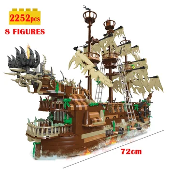 Нов 2252 бр. Илюзорен Пиратски Кораб Строителни Блокове 8 Фигури Дизайнер Техническа Монтаж на Тухли Модел на Конструктора за Момчета, Подарък Играчка