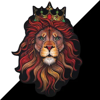 Нова Негабаритная Короната на 3D Модел на Главата на Крал Лъв, Голяма Тъканно Нашивка с Животни, Зашити На Голяма Тениска, Яке, Пуловер
