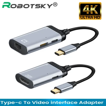 Новият 4K USB C до rj-45/VGA/DP/HDMI-съвместим/Mini DP Кабела към HDMI Type C Thunderbolt 3 Адаптер за MacBook Pro 4K UHD USB-C