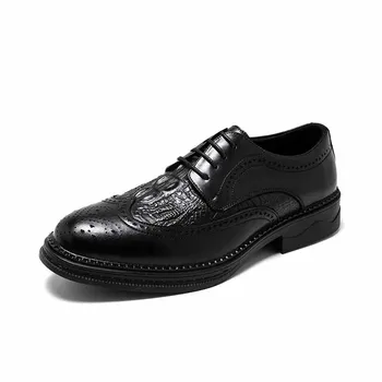 Оксфордские Модела Обувки, ръчно изработени Мъжки Костюмные Обувки От Естествена Кожа, Обувки Сватба Официалната Италиански Обувки