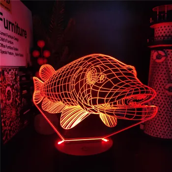 Северна Риболов На Щука 3D нощна светлина Неонов Luminaria LED Лампара Декорация на Дома, Осветление Аниме Фигурка Светлини Лампа Залез Лампа