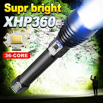 Супер 36 Ядрени Led XHP360 Высокомощный Led Фенерче, Акумулаторна батерия Тактически Фенер-Светкавица 8000ЛМ Лампа За Къмпинг Ръчен Фенер