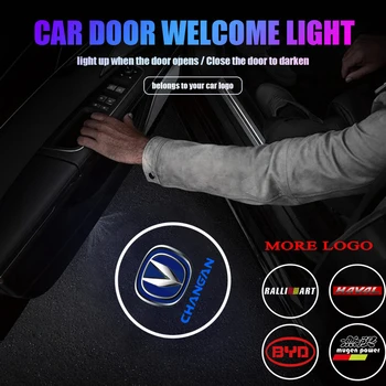 1/2 елемента Вратата на Колата Логото на Светлината Добре Дошли Лампа Безжичен Лазерен Проектор Авто Аксесоари За Skoda Yeti Octavia 2 3 a5 Fabia Kodiaq