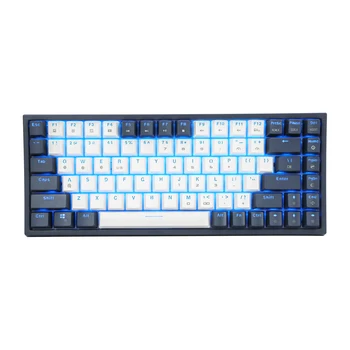 CQ84 Жичен Bluetooth Двухрежимная механична клавиатура TKL, преминете Outemu със защита от отблясъците 84 клавиша с подсветка RGB, бяло, синьо (QWERTY)