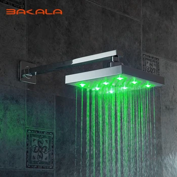 Безплатна доставка BAKALA Нова led лампа Квадратна дъждовна накрайник за душ Баня с душ колона без душ ръкохватка B-9002