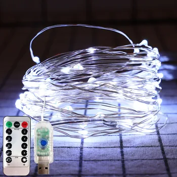 Дистанционно Управление, USB LED Приказни Светлини на Гирлянда Открит Меден Проводник Струнни Светлините на Уличния Фенер за Коледната Сватба Градински Интериор