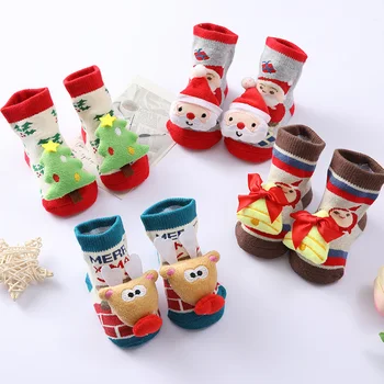 Коледни Детски Коледни Чорапи За Момичета И Момчета, Изолирана Чорапи с образа на Санта Лосове, Коледно Дърво, Зимни Топли Детски Чорапи за Деца
