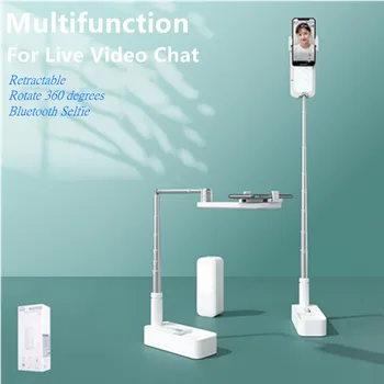 Притежател на Мобилен Телефон Прибиращ Безжична Поставка За Директно Излъчване С wi-fi Затемняемым LED Beauty Fill Light Selfie За Видео В Реално Време