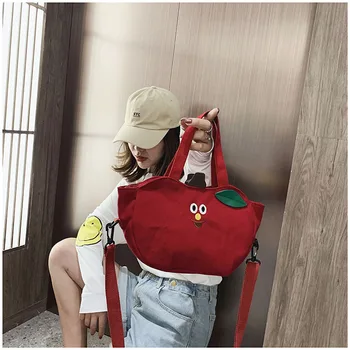 Сладко момиче ябълка малка чанта корейската версия на едно рамо бананова чанта студентите перекинули мобилен телефон холщовая чанта